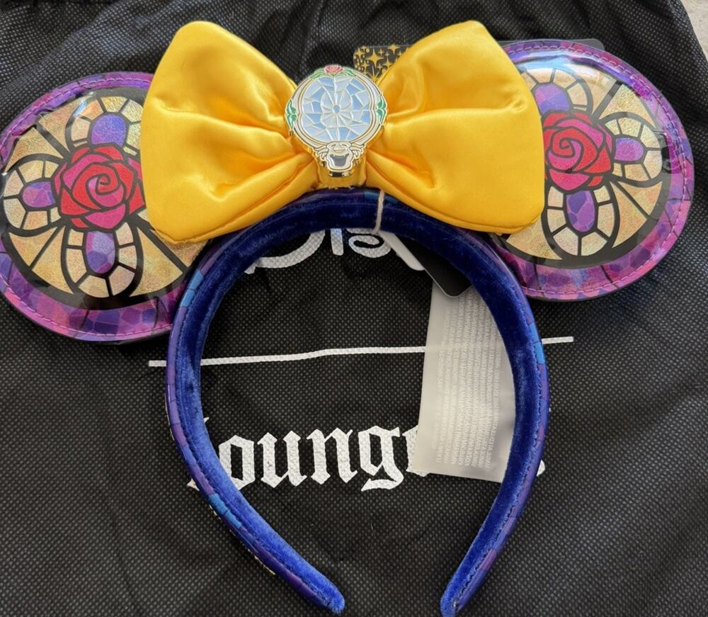NWT Beauty and the Beast Belle Stained Glass Limited Edition Loungefly Ears
